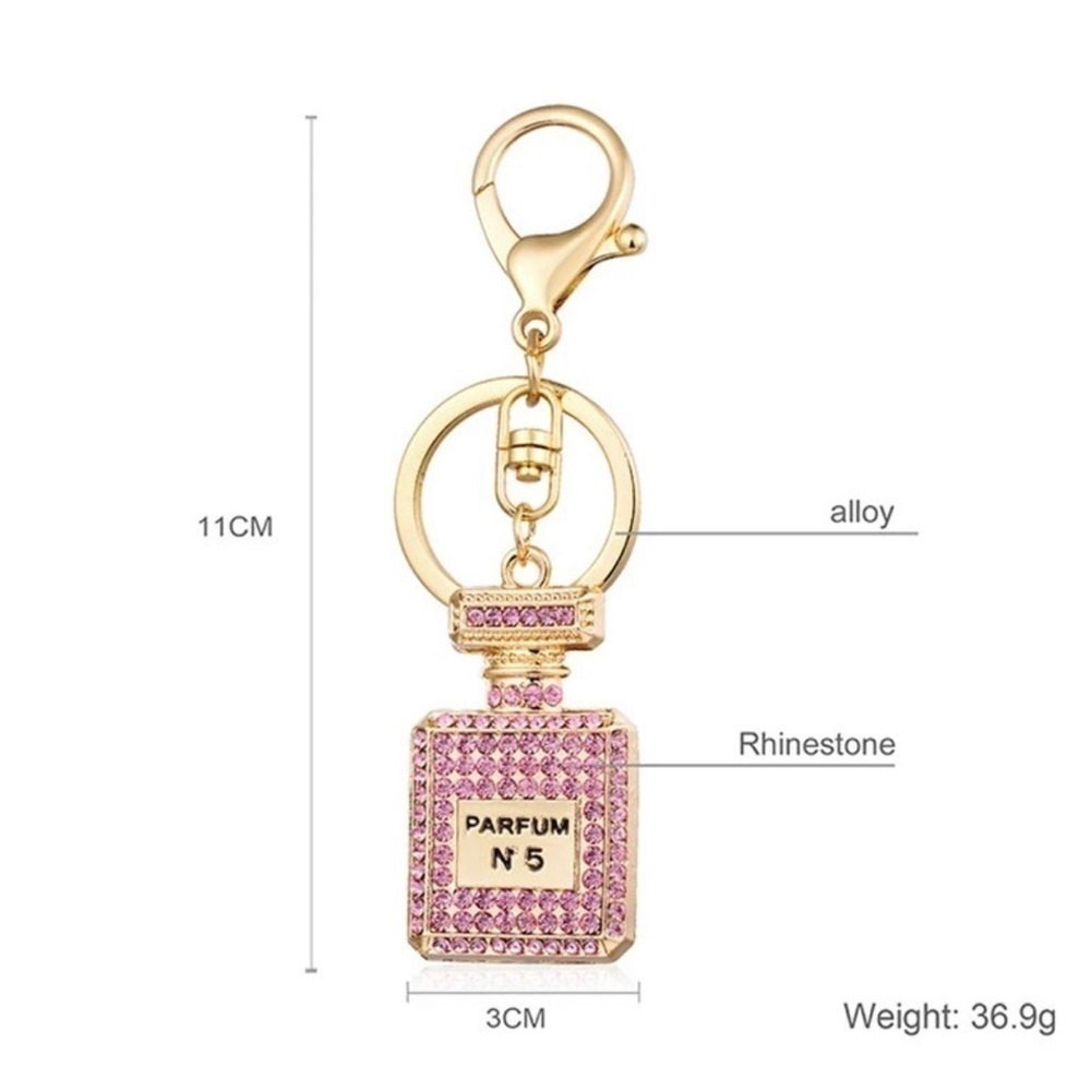 Perfume No. 5 White Crystal Keychain/ Bag Charm - Picture 5 of 6